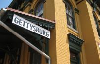 Gettysburg Sign on awning of building